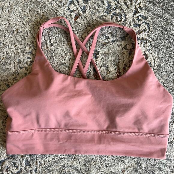 Lululemon Energy Sport Bra *Long Line Peach Pink Size 12 Pads Included - Picture 1 of 9